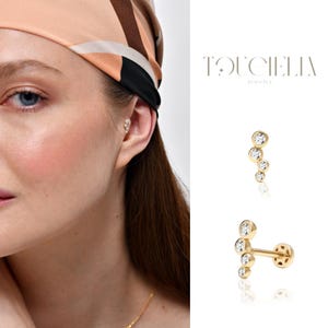 14K Gold Diamond Tragus Earring: Dainty Helix Piercing
