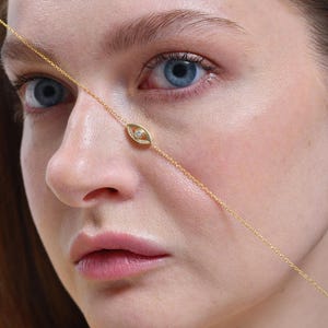 14K Solid Gold 0.03 CTW Diamond Evil Eye Necklace | Good Luck Necklace | 14K Real Gold Jewelry for Women | Diamond Necklace | Gift for Her