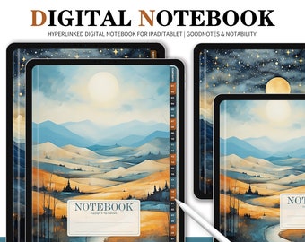 Goodnotes Notebook,Watercolor Landscape Digital Notebook, Digital Notes,Cornell journal,Notability template,goodnotes template,iPad Notebook