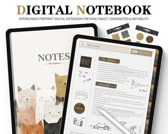 Notas digitalesDigital, Cuaderno, Diario de Cornell, Notas de Goodnotes Cornell, Plantilla de notabilidad, plantilla de goodnotes, Cuaderno de iPad