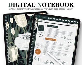 Digitaal notitieboekje, digitale notities, spiraalnotitieboekjes, Cornell-dagboek, Goodnotes Cornell-notities, Notability-sjabloon, Goodnotes-sjabloon, iPad-notitieboekje