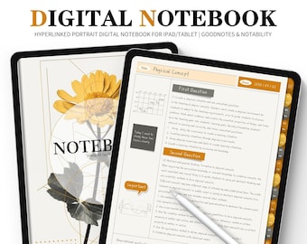 Digital Notebook, Digital Notes, Cornell journal, Goodnotes Cornell notes, Notability template, goodnotes template, iPad Notebook