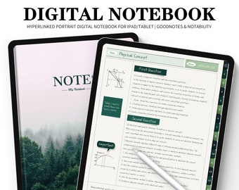 Bloc-notes numérique, notes numériques, journal Cornell, notes Goodnotes Cornell, modèle Notability, modèle goodnotes, bloc-notes iPad