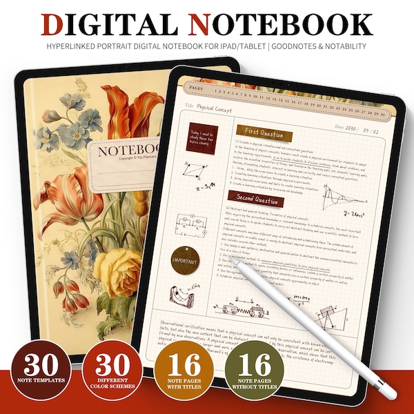 cuaderno goodnote, cuaderno digital, diario goodnote, notas digitales, notas Goodnotes Cornell, plantilla de notabilidad, plantilla goodnotes, cuaderno