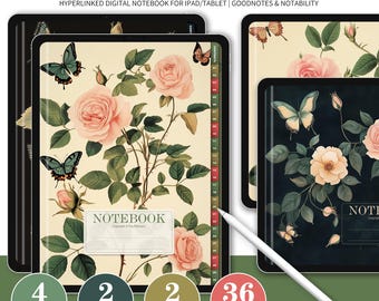 Vintage Garden Digital Notebook: Goodnotes & Notability Template (iPad)