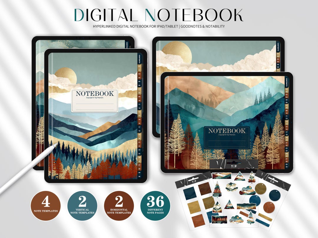 Mountain Landscape Digital Notebook, Goodnotes Template (digital ...