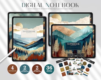 Mountain Landscape Digital Notebook, Goodnotes Template (Digital Download)