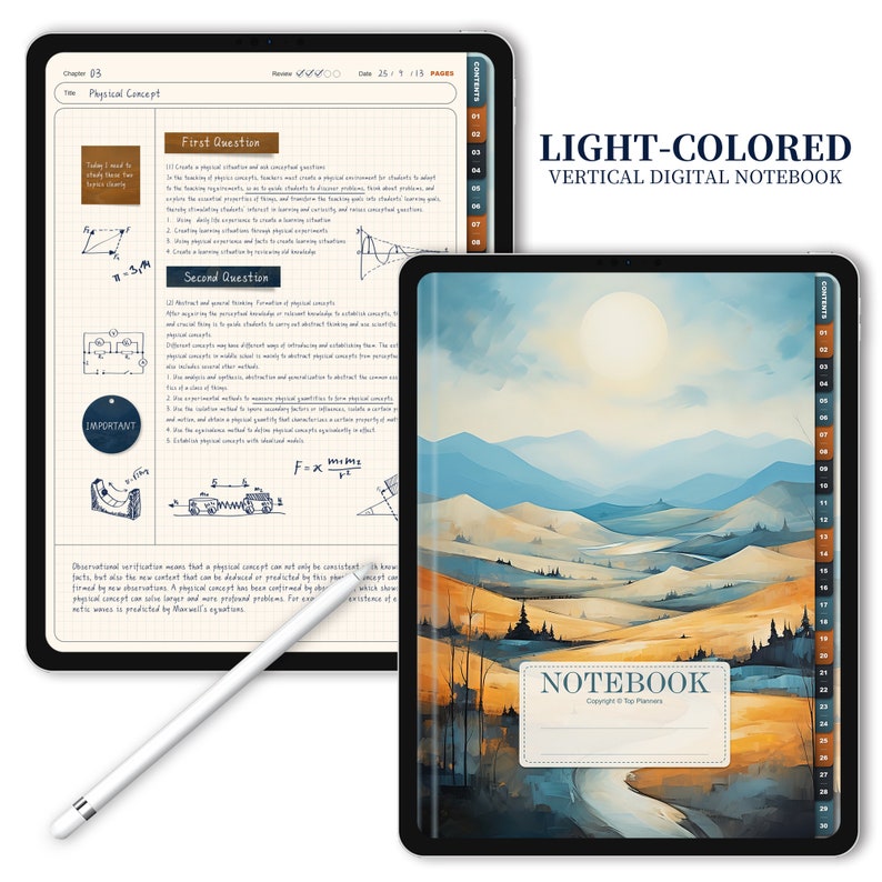 Watercolor Landscape Digital Notebook: Goodnotes & Notability (ipad) - Etsy