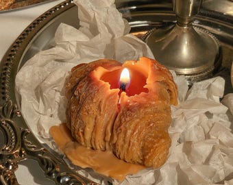 Vela de croissant con aroma a caramelo y vainilla, pastelería realista, vela de soja, comida linda, regalo único para ella, pan hecho a mano, vela estética
