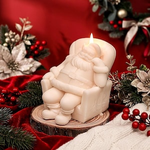 Christmas Santa Claus Sleeping Santa Xmas Pillar Candles Secret Santa Festive Home Decor Unique Cute Soy Candle Holiday Gifts Candle Set