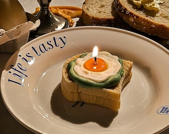 Avocado-eiertoastkaars, realistisch brood dessert eten bakkerij geurkaarsen uniek grappig cadeau nieuwigheid handgemaakte sojawas kaars woondecoratie