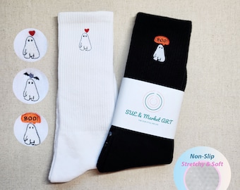 Halloween Ghost Embroidered Non-Slip Socks