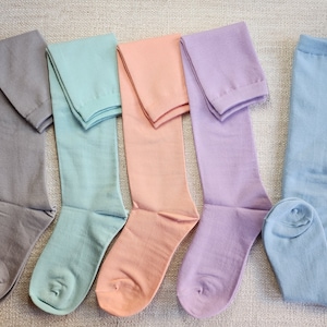 Pastel Color Knee High Socks: Soft Cotton Blend, US Women 5-9
