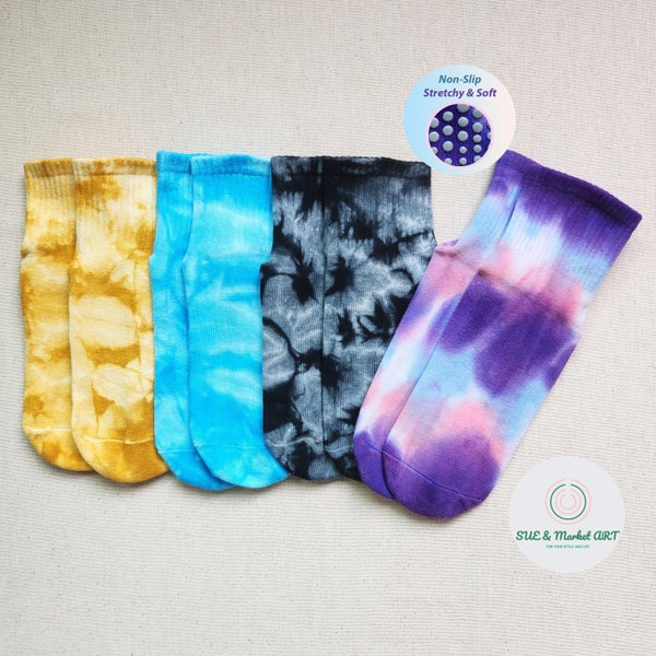 Tie Dye High Ankle Non-Slip Grip Socks - Pilates, Yoga, Dance, Gym and Multi-Purpose Daily Socks