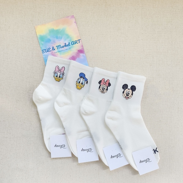 Disney Friends Socks/ Mid Cut Crew Socks/Cute Daily Socks