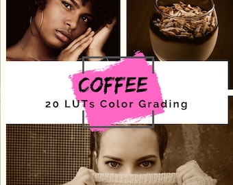 LUTs-koffie voor video en foto Kleurcorrectie | 20 koffie-LUT's voor Affinity Photo, Premiere Pro, Final Cut, Filmora en DaVinci Resolve