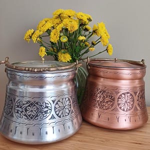 Copper Bucket with Lid Copper Bakrac Handmade Copper Home Gifts Kitchen Decor Yoghurt Pan Gift for Her