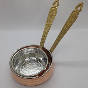Handmade Copper Saucepan Set with Brass Handle Copper Kitchen Utensils Home Gifts Gift for Her