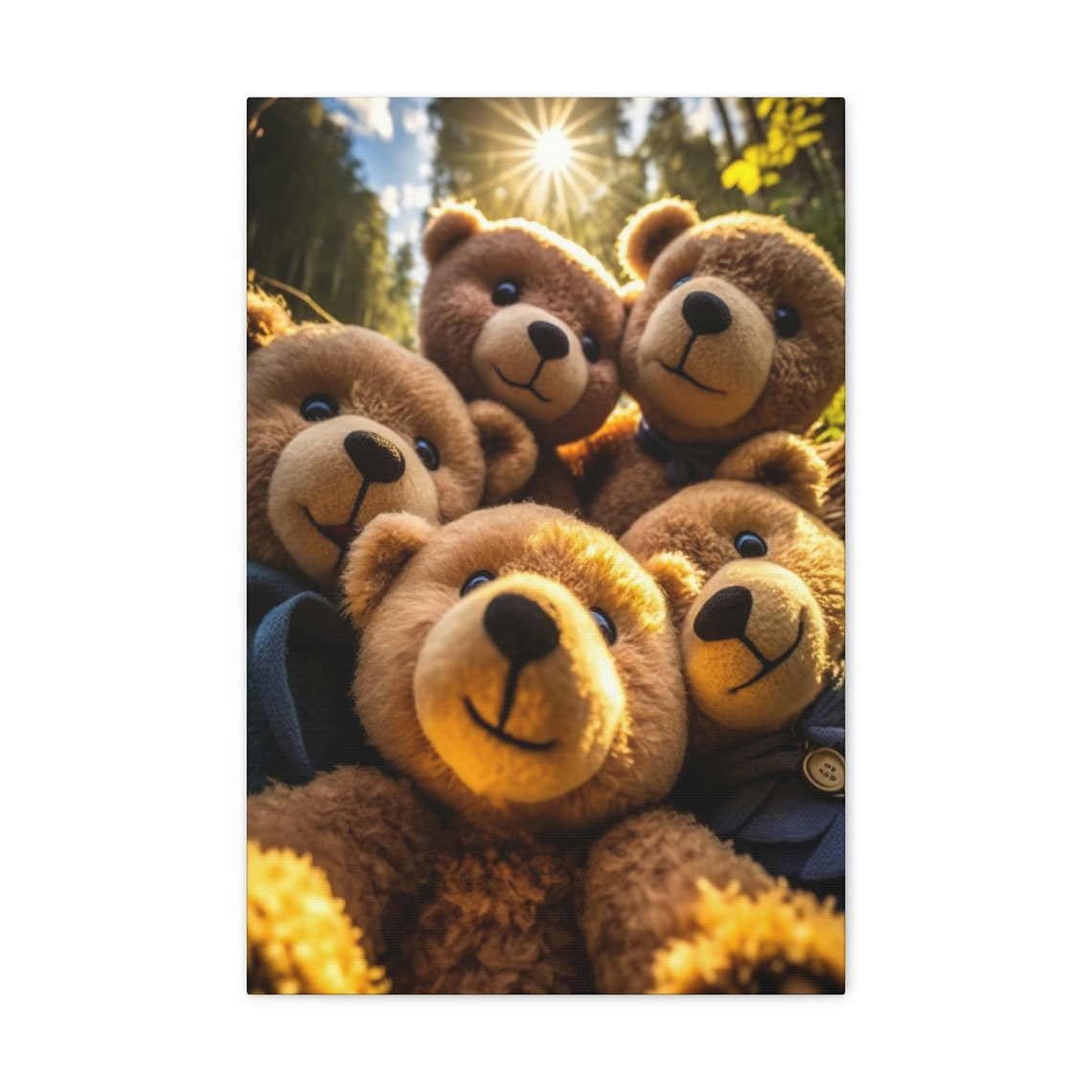 Canvas teddy Bear Group Selfie Etsy