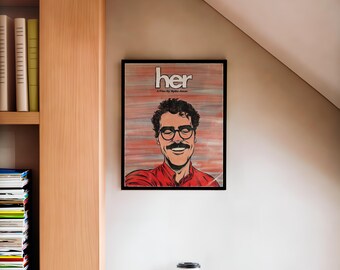 Her Illustrated Movie Poster, Spike Jones, Joaquin Phoenix, 2013