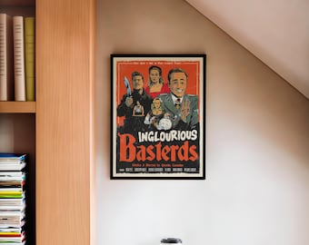 Inglourious Basterds Vintage Style Retro Movie Poster, Quentin Tarantino, Brad Pitt, Christopher Waltz