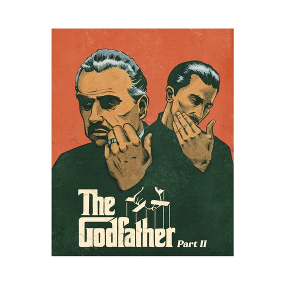 The Godfather Part II Vintage Movie Poster, Marlon Brando, Robert 