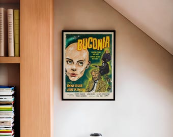 Bugonia Vintage Style Movie Poster, Yorgos Lanthimos, Emma Stone, Jesse Plemons, Stavros Halkias