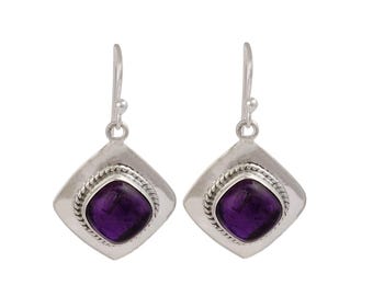 Purple Amethyst Antique Silver Jewelry Earrings, Drop & Dangle Earrings, 925 Sterling Silver Jewelry, Wedding Gift, Earrings For Mother