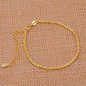 925 Solid Silver Chain Bracelets, Twisted Rope Style Gold Chain Bracelet Jewelry, Dainty Silver Bracelet, Gold Plated Chain For Gifts S9B01