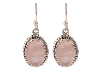 Rare Rose Quartz Gemstone Handmade Silver Earrings, Drop & Dangle Earrings, 925 Sterling Silver Jewelry, Birthday Gift, Earrings For Mother