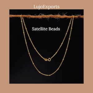 18k Gold Plated Thick Satellite Necklace, Gold Satellite Ball Chain Necklace, Sphere Necklace, Gold Beads Chain, Layering Necklace S9NC12