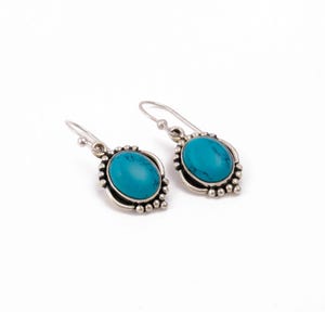 Wide Statement Earrings in Turquoise, Denim Blue & Pink