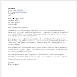 Cover Letter Template | Professional, Editable, ATS-Friendly | Perfect for Students, Internships, & Job Applications | Instant Download