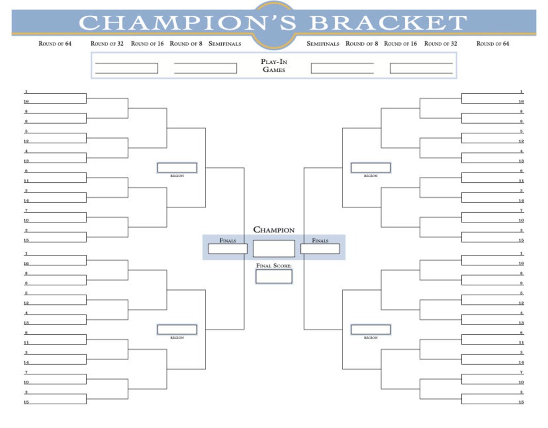 64 Team Bracket Basketball Pickleball Champions Bracket Tournament