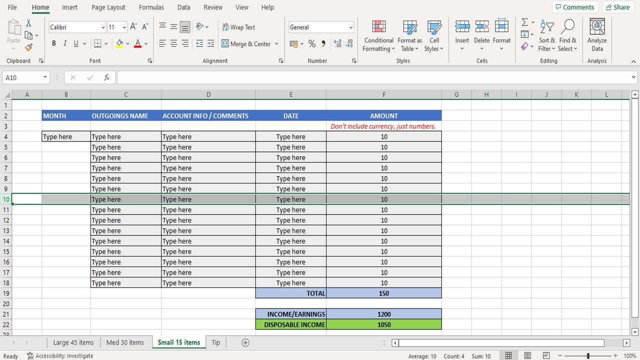 BASIC Budget Spreadsheet Excel Template - Etsy