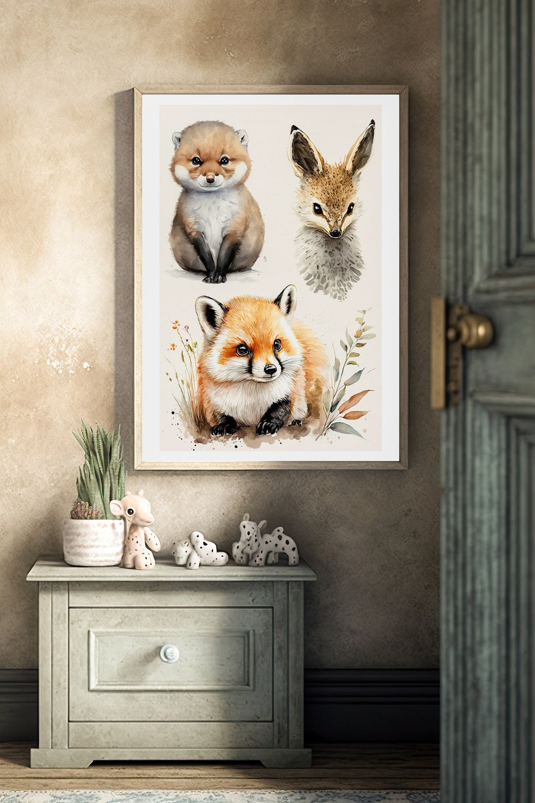 Watercolor Baby Animal Nursery Print, Gender Neutral Nursery Wall Art ...