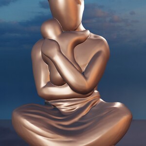 3D model for 3D printers, Father holding his child in his arms.