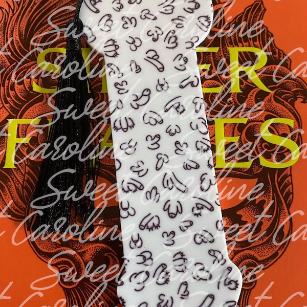 Willy shaped bookmark with drawings across it - smutty - smut - booktok