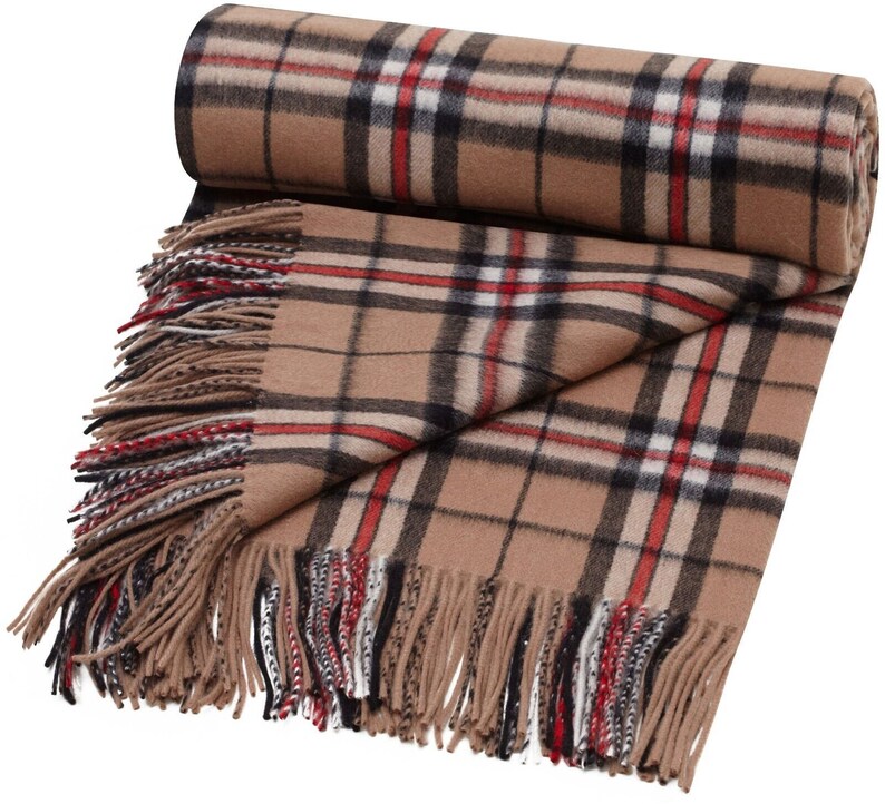 SALE Border Tweed All Wool Large Travel Throwblanketrug Camel Thomson