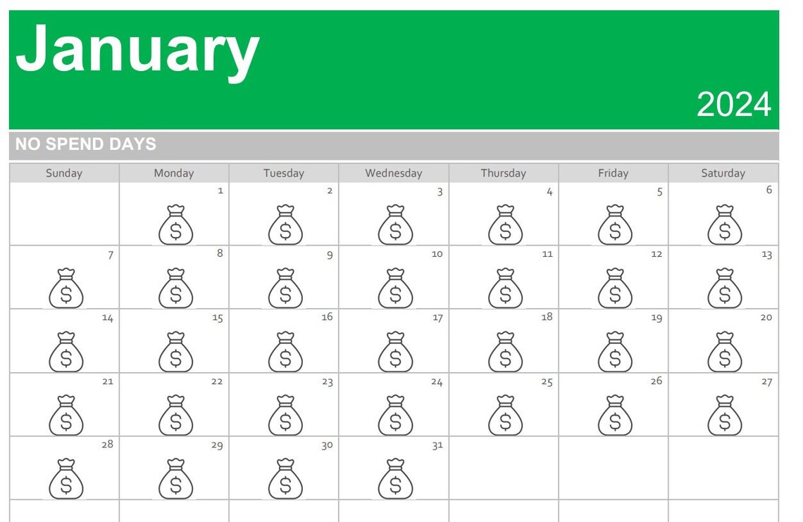 12month BUNDLE 2024 No Spend Calendars Etsy
