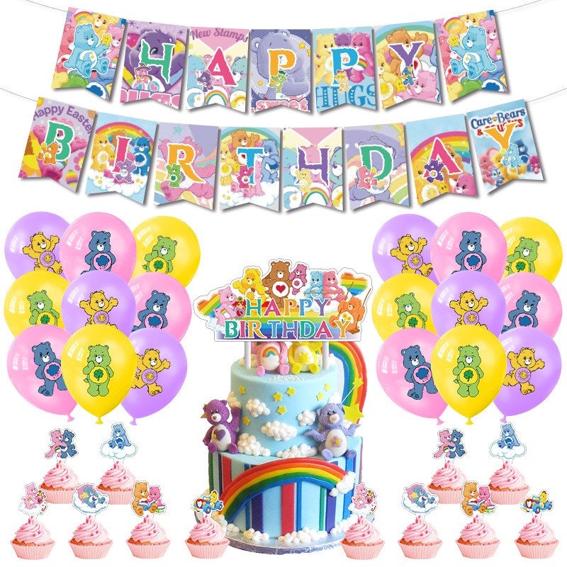 106Pcs Care Bears Party Decorations,Party Decorations Includes Happy  Birthday Banner,Cake Topper,Cupcake Toppers,Hanging Swirl,Balloons and  Stickers,Birthday Party Decorations Favors for Kids : : Home