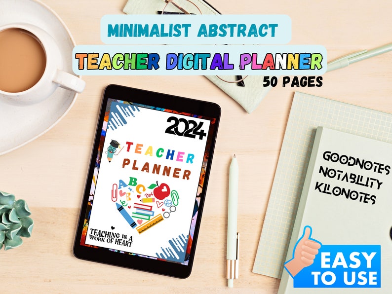 Minimalist Abstract Teacher Digital Planner 2024 Goodnotes Notability
