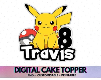 Digital Customised Pikachu Cake Topper | Customisable