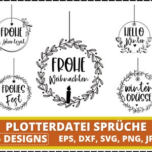 Date de création du traceur Svg Png, Frohe Weihnachten fichier traceur Svg Png, Couronne Advenkalender Cricut Brother toile Silhouette