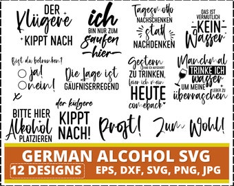 Plotter File Sayings Alcohol Bundle SVG PNG | German Plotter Files SVG Png | Ccoaster Laser Cut Designs | German Drinking Svg Bundle