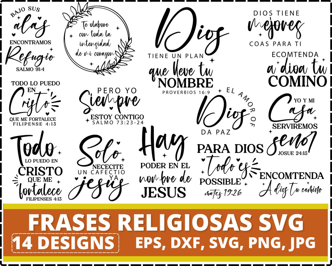 Religious Spanish SVG Bundle, Christian Bible Quotes (digital Download) -  Etsy, image size:1080x864
