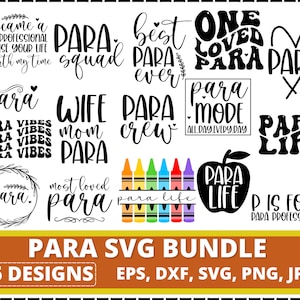 Para SVG Bundle | Paraprofissional SVG | Assistente de Professor SVG | Equipe Escolar SVG | Educação SVG | Para Vida SVG, Arquivo Cricut Cut