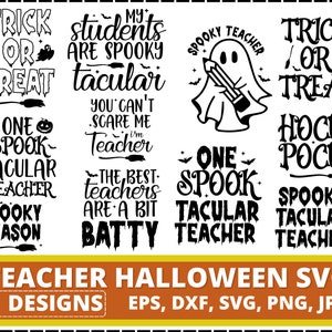 Teacher Halloween SVG | Spooky Teacher Shirt Design | Cute Halloween School SVG | Fall Teacher Clipart | Cricut & Silhouette Cut File