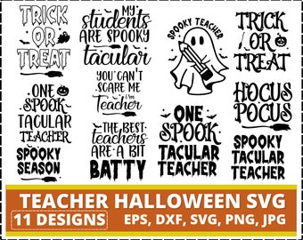 Teacher Halloween SVG | Spooky Teacher Shirt Design | Cute Halloween School SVG | Fall Teacher Clipart | Cricut & Silhouette Cut File