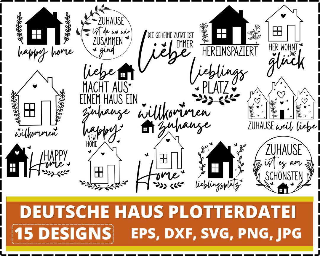 Deutsche Haus Plotterdatei Svg, Haus Herz Liebe Svg, Zuhause Schriftzug